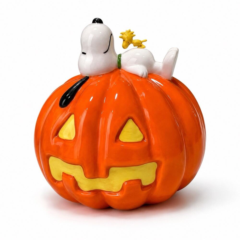 Dept 56 Peanuts Snoopy’s Pumpkin Figurine Halloween Woodstock Jack O Lantern